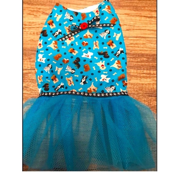 K9 Religion Dog Handmade Dog Clothes Blue Tutu Dog Fabric Dress